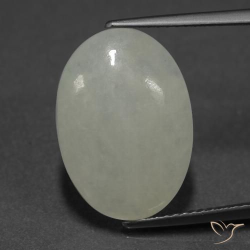 9.03ct 天然 灰色がかった緑 ジェダイト, 楕円形, 半透明