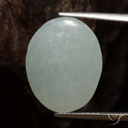 6.76ct 天然 ライトグリーン ジェダイト, 楕円形, 半透明