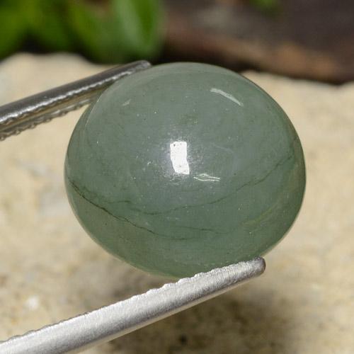 7.62カラットの天然Medium Light Greenジェダイト、ラウンドカット、半透明