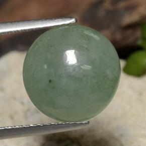 6.92カラットの天然Medium Light Greenジェダイト、ラウンドカット、半透明