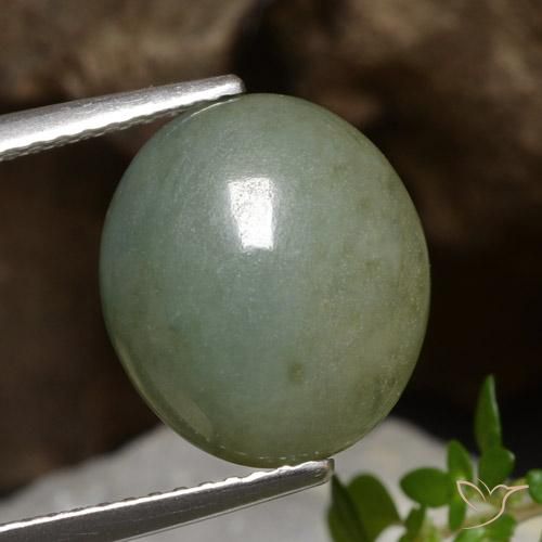 5.81ct 天然 ミディアムグリーン ジェダイト, 楕円形, 半透明