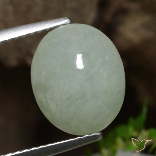 4.87ct 天然 グレーグリーン ジェダイト, 楕円形, 半透明