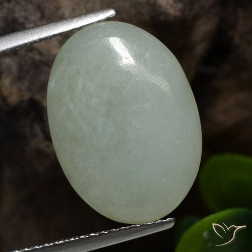 7.34ct 天然 灰色がかった緑 ジェダイト, 楕円形, 半透明