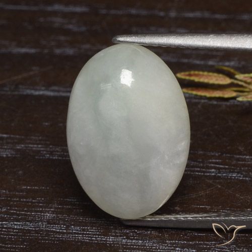 8.63ct 天然 灰色がかった緑 ジェダイト, 楕円形, 半透明
