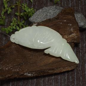 26.32カラットの天然灰色がかった緑ヒスイ輝石（ジェダイト）（40.1×15.4 mm・ファンシーシェイプ）