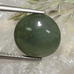 6.91カラットの天然ミディアムグリーンヒスイ輝石（ジェダイト）（12.48 mm・ラウンドカット）