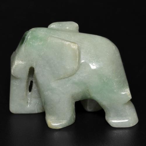 68.58カラットの天然薄いモスグリーンジェダイト、ファンシーシェイプ、オペーク