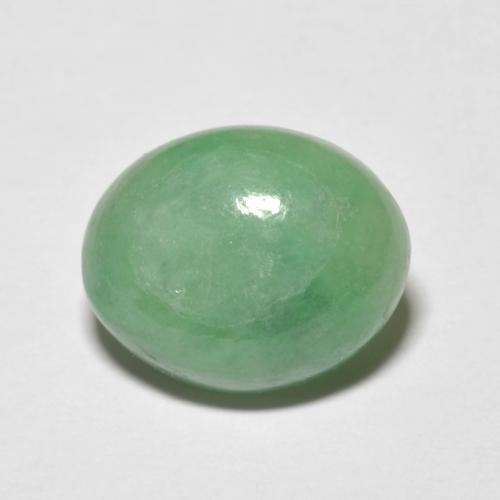 5.09カラットの天然アーシーグリーンヒスイ輝石（ジェダイト）（12.5×10.2 mm・オーバルカット）