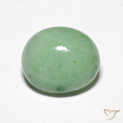 4.32ct 天然 ウォームグリーン ジェダイト, 楕円形, オペーク