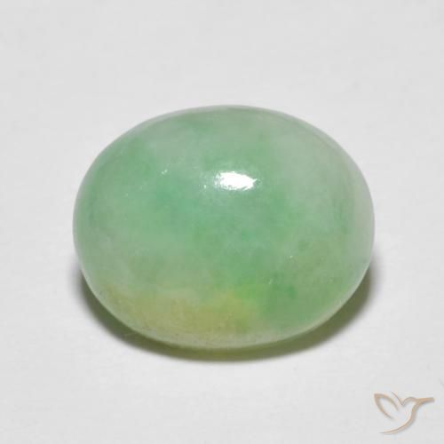 5.09ct 天然 ライトグリーン ジェダイト, 楕円形, オペーク