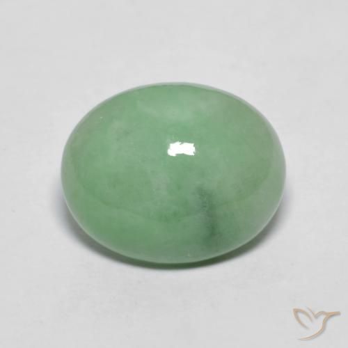 4.71ct 天然 薄いセージグリーン ジェダイト, 楕円形, オペーク