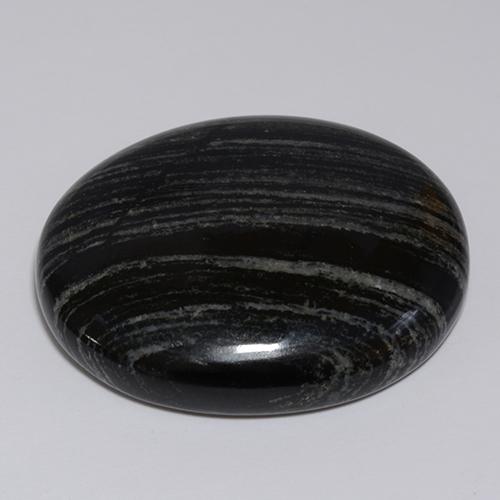 57.34カラットの天然灰色の線のある黒ジャスパー（32.4×25.7 mm・オーバルカット）
