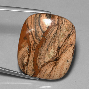 38.85カラットの天然マルチカラージャスパー（28.7×24.8 mm・クッションカット）