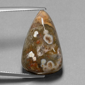 20.99カラットの天然マルチカラージャスパー（23.8×15.2 mm・洋梨の形）