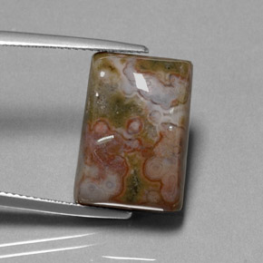 17.72カラットの天然マルチカラージャスパー（18.2×11.5 mm・バゲット）