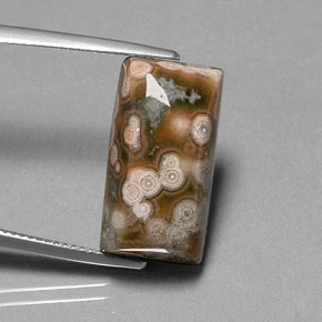 15.49カラットの天然マルチカラージャスパー（19.5×10.4 mm・バゲット）