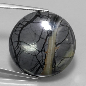 30.49カラットの天然マルチカラー碧玉、ラウンドカット、オペーク