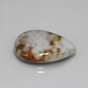 11.87カラットの天然マルチカラージャスパー（22.5×16.7 mm・洋梨の形）