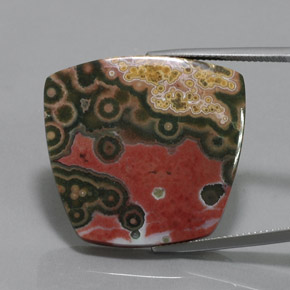 36.00カラットの天然マルチカラージャスパー（28.5×27 mm・ファンシーシェイプ）
