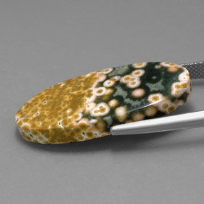 19.53カラットの天然マルチカラー碧玉、オーバルカット、オペーク