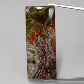 15.59カラットの天然マルチカラー碧玉、バゲット、オペーク