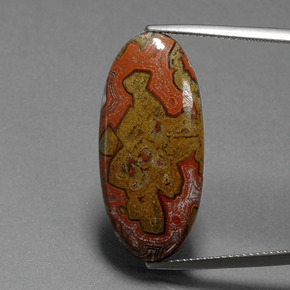 14.86カラットの天然マルチカラージャスパー、オーバルカット、オペーク