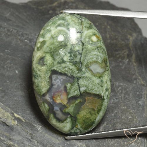 30.57ct 天然 マルチカラー 碧玉, 楕円形, オペーク
