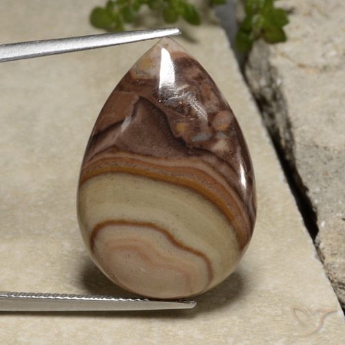 18.38ct 天然 マルチカラー 碧玉, 洋梨の形, オペーク