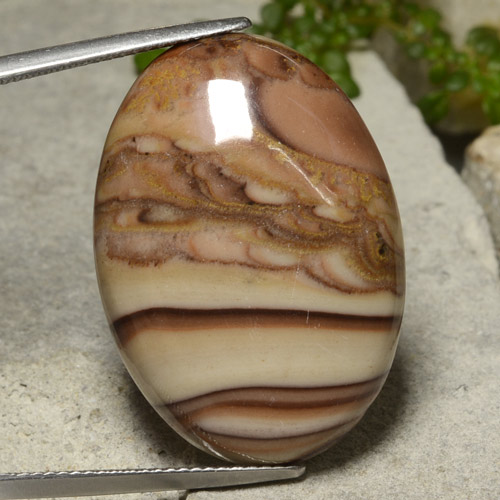 26.59カラットの天然マルチカラー碧玉、オーバルカット、オペーク