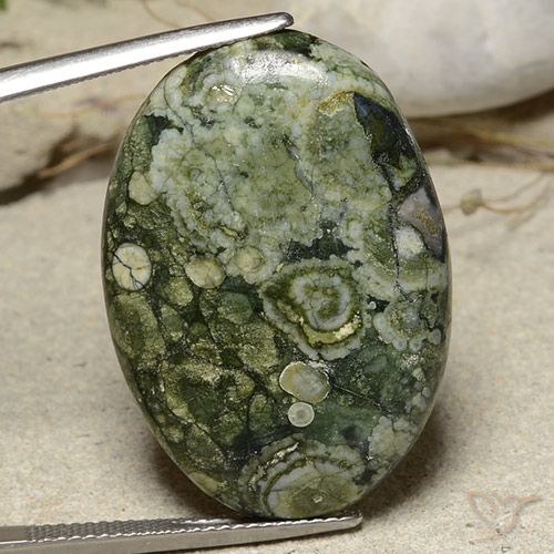 25.67ct 天然 マルチカラー 碧玉, 楕円形, オペーク