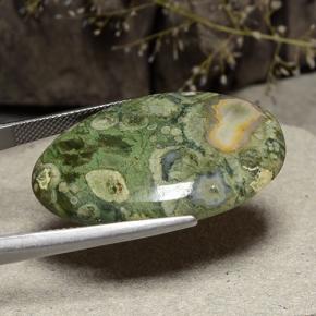 28.73カラットの天然マルチカラー碧玉、オーバルカット、オペーク