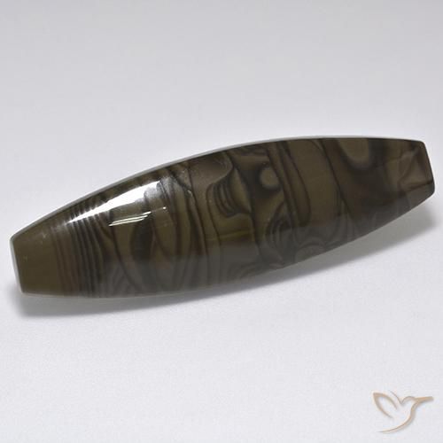 21.93カラットの天然黒がかった茶色碧玉、ファンシー、オペーク