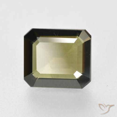 1.14ct 天然 緑ががかったブラウン 穀物ルピン, エメラルドカット, VS-SI