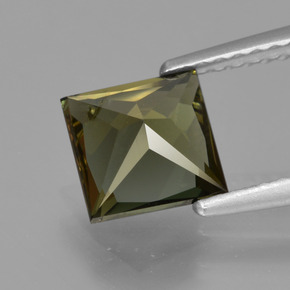 1.32カラットの天然茶色がかった緑コルネルピン（6.4×6.3 mm・四角）