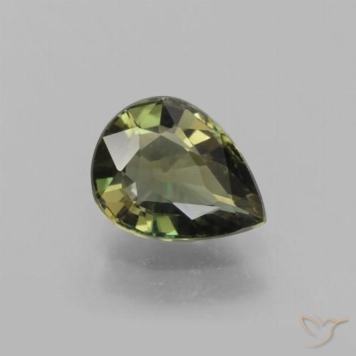 1.35ct 天然 アースグリーン 穀物ルピン, 洋梨の形, VVS-VS