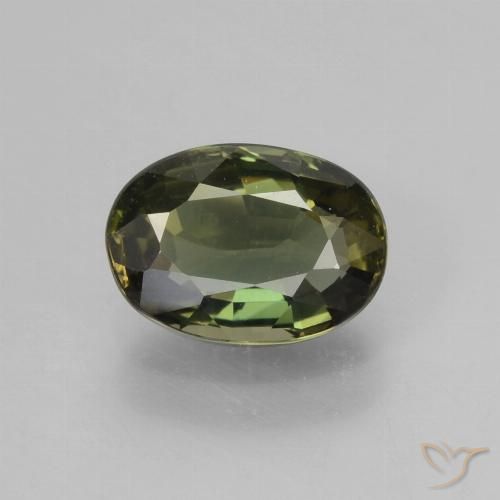 1.68ct 天然 濃いアースグリーン コーネルピン, 楕円形, VVS-VS
