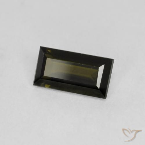 0.48カラットの天然茶色がかったグリーンコーネルピン、バゲット、VVS-VS