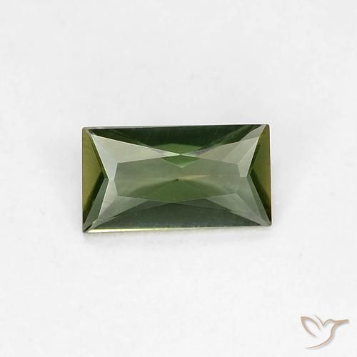 0.28ct 天然 フォレストグリーン コーネルピン, バゲット, VVS
