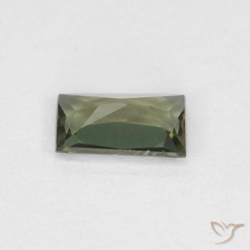 0.29カラットの天然黄みがかったグリーン穀物ルピン、バゲット、VS