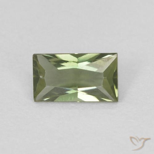 0.20ct 天然 ウォームフォレストグリーン 穀物ルピン, バゲット, VVS