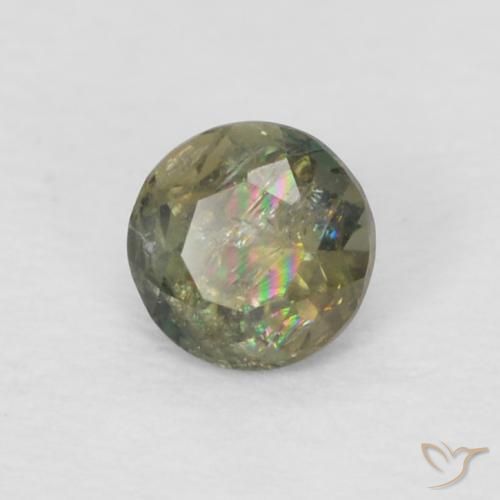0.11カラットの天然Medium Dark-Green穀物ルピン、ラウンド、VS-SI