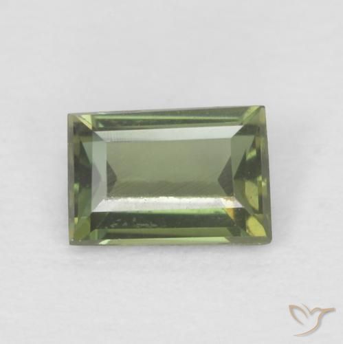 0.25カラットの天然Medium Light Greenコーネルピン、バゲット、VVS