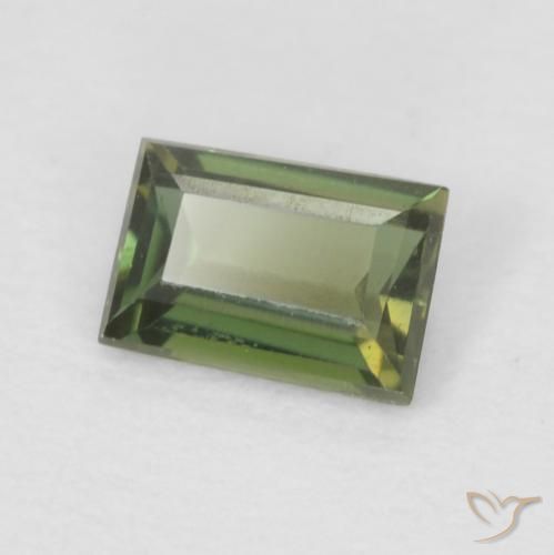 0.25カラットの天然Medium Light Greenコーネルピン、バゲット、VVS