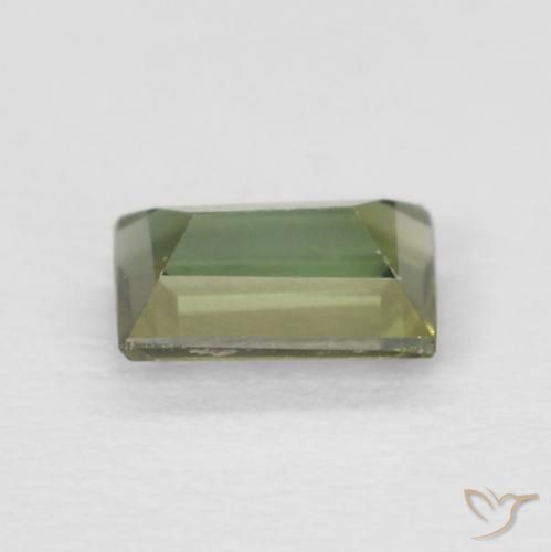 0.25カラットの天然Medium Light Greenコーネルピン、バゲット、VVS
