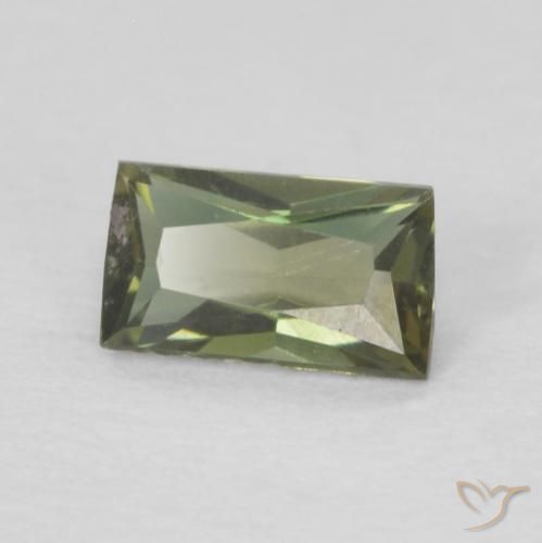 0.25カラットの天然Medium Dark-Green穀物ルピン、バゲット、VVS