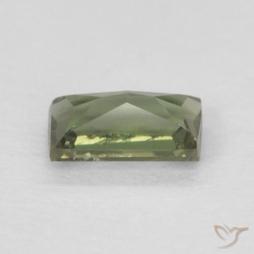 0.25カラットの天然Medium Dark-Green穀物ルピン、バゲット、VVS