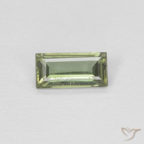 0.24カラットの天然Medium Light Greenコーネルピン、バゲット、VVS