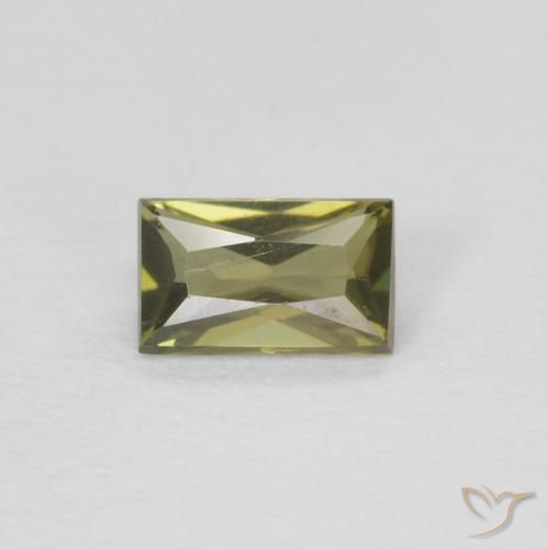 0.32ct 天然 茶色がかったグリーン コーネルピン, バゲット, VVS