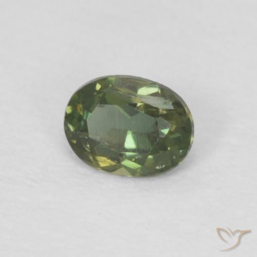 0.16カラットの天然Medium Dark-Green穀物ルピン、楕円形、VS