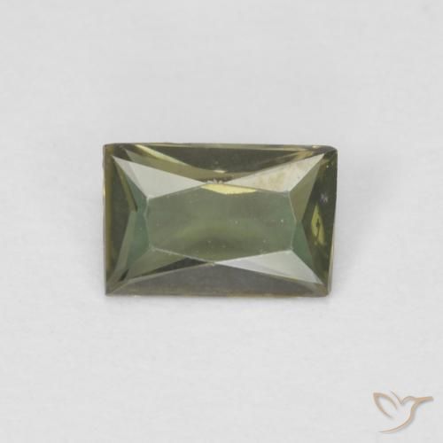 0.31ct 天然 茶色がかったグリーン コーネルピン, バゲット, VS